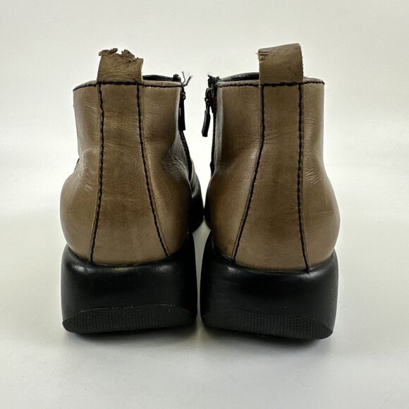 Dansko Vintage Platform Bootie Brown Tan Leather Laces Side Zip Womens 37 US 6.5 - Picture 5 of 14
